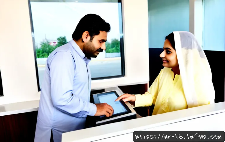 Home 12 기술의 인간화와 공공 서비스 혁신 - Photorealistic public service help desk in a modern Pakistani municipal office, a warm female staff ...